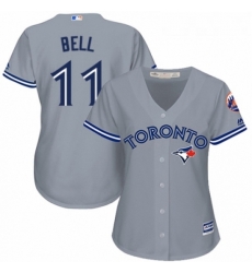 Womens Majestic Toronto Blue Jays 11 George Bell Replica Grey Road MLB Jersey Womens Majestic Toronto Blue Jays 11 George Bell Replica Grey Road MLB Jersey