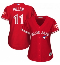 Womens Majestic Toronto Blue Jays 11 Kevin Pillar Authentic Red Canada Day MLB Jersey Womens Majestic Toronto Blue Jays 11 Kevin Pillar Authentic Red Canada Day MLB Jersey
