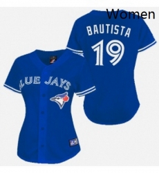 Womens Majestic Toronto Blue Jays 19 Jose Bautista Authentic Blue MLB Jersey Womens Majestic Toronto Blue Jays 19 Jose Bautista Authentic Blue MLB Jersey