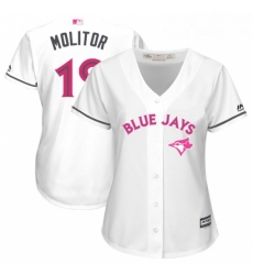 Womens Majestic Toronto Blue Jays 19 Paul Molitor Authentic White Mothers Day Cool Base MLB Jersey Womens Majestic Toronto Blue Jays 19 Paul Molitor Authentic White Mothers Day Cool Base MLB Jersey