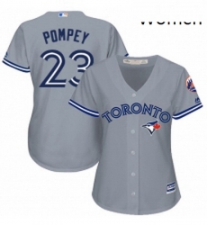 Womens Majestic Toronto Blue Jays 23 Dalton Pompey Authentic Grey Road MLB Jersey Womens Majestic Toronto Blue Jays 23 Dalton Pompey Authentic Grey Road MLB Jersey