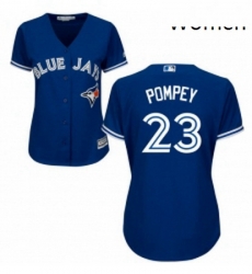 Womens Majestic Toronto Blue Jays 23 Dalton Pompey Replica Blue Alternate MLB Jersey Womens Majestic Toronto Blue Jays 23 Dalton Pompey Replica Blue Alternate MLB Jersey