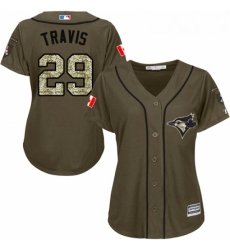 Womens Majestic Toronto Blue Jays 29 Devon Travis Replica Green Salute to Service MLB Jersey Womens Majestic Toronto Blue Jays 29 Devon Travis Replica Green Salute to Service MLB Jersey