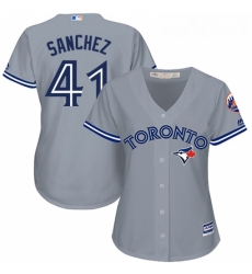 Womens Majestic Toronto Blue Jays 41 Aaron Sanchez Replica Grey Road MLB Jersey Womens Majestic Toronto Blue Jays 41 Aaron Sanchez Replica Grey Road MLB Jersey