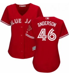 Womens Majestic Toronto Blue Jays 46 Brett Anderson Authentic Scarlet Alternate MLB Jersey Womens Majestic Toronto Blue Jays 46 Brett Anderson Authentic Scarlet Alternate MLB Jersey