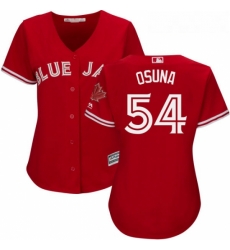 Womens Majestic Toronto Blue Jays 54 Roberto Osuna Replica Scarlet Alternate MLB Jersey Womens Majestic Toronto Blue Jays 54 Roberto Osuna Replica Scarlet Alternate MLB Jersey