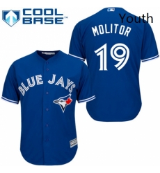 Youth Majestic Toronto Blue Jays 19 Paul Molitor Authentic Blue Alternate MLB Jersey Youth Majestic Toronto Blue Jays 19 Paul Molitor Authentic Blue Alternate MLB Jersey