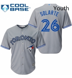 Youth Majestic Toronto Blue Jays 26 Yangervis Solarte Authentic Grey Road MLB Jersey Youth Majestic Toronto Blue Jays 26 Yangervis Solarte Authentic Grey Road MLB Jersey