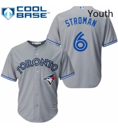 Youth Majestic Toronto Blue Jays 6 Marcus Stroman Replica Grey Road MLB Jersey Youth Majestic Toronto Blue Jays 6 Marcus Stroman Replica Grey Road MLB Jersey
