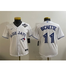 Youth Toronto Blue Jays 11 Bo Bichette White 2025 World Series Cool Base Stitched Baseball Jersey Youth Toronto Blue Jays 11 Bo Bichette White 2025 World Series Cool Base Stitched Baseball Jersey
