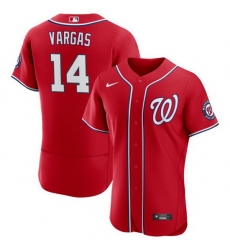 Men Washington Nationals 14 Ildemaro Vargas Red Flex Base Stitched MLB Jersey Men Washington Nationals 14 Ildemaro Vargas Red Flex Base Stitched MLB Jersey