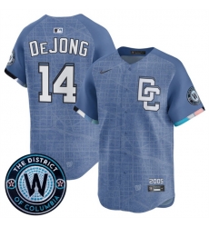 Men Washington Nationals 14 Paul DeJong Blue 2025 City Connect Limited Stitched Baseball Jersey