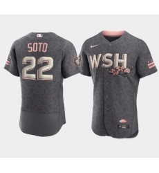 Men Washington Nationals 22 Juan Soto 2022 Grey City Connect Cherry Blossom Flex Base Stitched MLB jersey Men Washington Nationals 22 Juan Soto 2022 Grey City Connect Cherry Blossom Flex Base Stitched MLB jersey