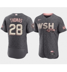 Men Washington Nationals 28 Lane Thomas 2022 Grey City Connect Cherry Blossom Flex Base Stitched MLB jersey Men Washington Nationals 28 Lane Thomas 2022 Grey City Connect Cherry Blossom Flex Base Stitched MLB jersey