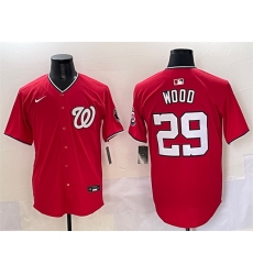 Men Washington Nationals 29 James Wood Red Limited Stitched Baseball Jersey Men Washington Nationals 29 James Wood Red Limited Stitched Baseball Jersey