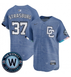 Men Washington Nationals 37 Stephen Strasburg Blue 2025 City Connect Limited Stitched Baseball Jersey