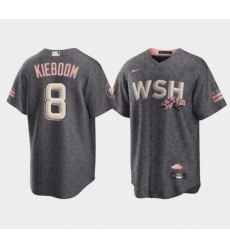Men Washington Nationals 8 Carter Kieboom 2022 Grey City Connect Cherry Blossom Cool Base Stitched jersey Men Washington Nationals 8 Carter Kieboom 2022 Grey City Connect Cherry Blossom Cool Base Stitched jersey