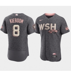 Men Washington Nationals 8 Carter Kieboom 2022 Grey City Connect Cherry Blossom Flex Base Stitched MLB jersey Men Washington Nationals 8 Carter Kieboom 2022 Grey City Connect Cherry Blossom Flex Base Stitched MLB jersey