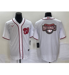 Men Washington Nationals White Big Logo In Back Stitched Baseball Jersey Men Washington Nationals White Big Logo In Back Stitched Baseball Jersey