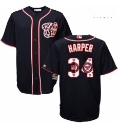 Mens Majestic Washington Nationals 34 Bryce Harper Authentic Navy Blue Team Logo Fashion Cool Base MLB Jersey Mens Majestic Washington Nationals 34 Bryce Harper Authentic Navy Blue Team Logo Fashion Cool Base MLB Jersey