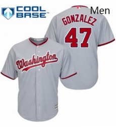 Mens Majestic Washington Nationals 47 Gio Gonzalez Replica Grey Road Cool Base MLB Jersey Mens Majestic Washington Nationals 47 Gio Gonzalez Replica Grey Road Cool Base MLB Jersey