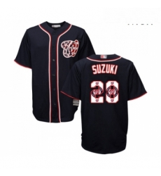 Mens Washington Nationals 28 Kurt Suzuki Authentic Navy Blue Team Logo Fashion Cool Base Baseball Jersey Mens Washington Nationals 28 Kurt Suzuki Authentic Navy Blue Team Logo Fashion Cool Base Baseball Jersey