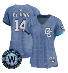 Women Washington Nationals 14 Paul DeJong Blue 2025 City Connect Limited Stitched Baseball Jersey Women Washington Nationals 14 Paul DeJong Blue 2025 City Connect Limited Stitched Baseball Jersey