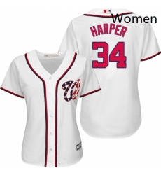 Womens Majestic Washington Nationals 34 Bryce Harper Replica White MLB Jersey Womens Majestic Washington Nationals 34 Bryce Harper Replica White MLB Jersey