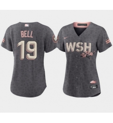 Women's Washington Nationals #19 Josh Bell 2022 Gray City Connect Cherry Blossom Stitched Jersey Women's Washington Nationals #19 Josh Bell 2022 Gray City Connect Cherry Blossom Stitched Jersey