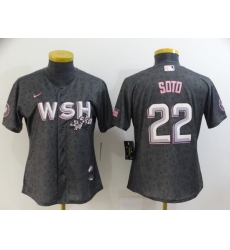 Women's Washington Nationals #22 Juan Soto 2022 Gray City Connect Cherry Blossom Cool Base Stitched Jersey Women's Washington Nationals #22 Juan Soto 2022 Gray City Connect Cherry Blossom Cool Base Stitched Jersey