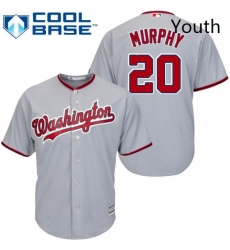 Youth Majestic Washington Nationals 20 Daniel Murphy Replica Grey Road Cool Base MLB Jersey Youth Majestic Washington Nationals 20 Daniel Murphy Replica Grey Road Cool Base MLB Jersey
