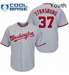 Youth Majestic Washington Nationals 37 Stephen Strasburg Replica Grey Road Cool Base MLB Jersey Youth Majestic Washington Nationals 37 Stephen Strasburg Replica Grey Road Cool Base MLB Jersey