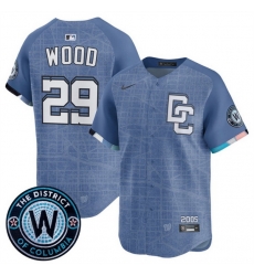 Youth Washington Nationals 29 James Wood Blue 2025 City Connect Limited Stitched Baseball Jersey Youth Washington Nationals 29 James Wood Blue 2025 City Connect Limited Stitched Baseball Jersey