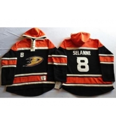 Anaheim Ducks 8 Teemu Selanne Black Sawyer Hooded Sweatshirt Stitched NHL Jersey Anaheim Ducks 8 Teemu Selanne Black Sawyer Hooded Sweatshirt Stitched NHL Jersey
