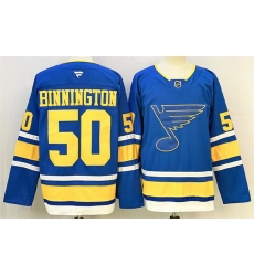 Men St Louis Blues 50 Jordan Binnington Blue 2025 Stitched Hockey Jersey Men St Louis Blues 50 Jordan Binnington Blue 2025 Stitched Hockey Jersey