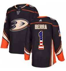 Mens Adidas Anaheim Ducks 1 Reto Berra Authentic Black USA Flag Fashion NHL Jersey Mens Adidas Anaheim Ducks 1 Reto Berra Authentic Black USA Flag Fashion NHL Jersey