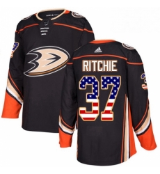Mens Adidas Anaheim Ducks 37 Nick Ritchie Authentic Black USA Flag Fashion NHL Jersey Mens Adidas Anaheim Ducks 37 Nick Ritchie Authentic Black USA Flag Fashion NHL Jersey