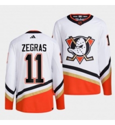 Men's Anaheim Ducks #11 Trevor Zegras White 2022-23 Reverse Retro Stitched Jersey Men's Anaheim Ducks #11 Trevor Zegras White 2022-23 Reverse Retro Stitched Jersey