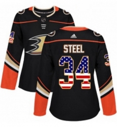 Womens Adidas Anaheim Ducks 34 Sam Steel Authentic Black USA Flag Fashion NHL Jersey Womens Adidas Anaheim Ducks 34 Sam Steel Authentic Black USA Flag Fashion NHL Jersey