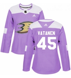 Womens Adidas Anaheim Ducks 45 Sami Vatanen Authentic Purple Fights Cancer Practice NHL Jersey Womens Adidas Anaheim Ducks 45 Sami Vatanen Authentic Purple Fights Cancer Practice NHL Jersey