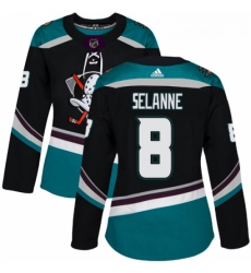 Womens Adidas Anaheim Ducks 8 Teemu Selanne Authentic Black Teal Third NHL Jersey Womens Adidas Anaheim Ducks 8 Teemu Selanne Authentic Black Teal Third NHL Jersey