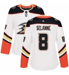 Womens Adidas Anaheim Ducks 8 Teemu Selanne Authentic White Away NHL Jersey Womens Adidas Anaheim Ducks 8 Teemu Selanne Authentic White Away NHL Jersey