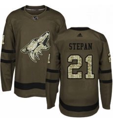 Mens Adidas Arizona Coyotes 21 Derek Stepan Premier Green Salute to Service NHL Jersey Mens Adidas Arizona Coyotes 21 Derek Stepan Premier Green Salute to Service NHL Jersey