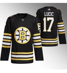 Men Boston Bruins 17 Milan Lucic Black With Rapid7 Patch 100th Anniversary Stitched Jersey Men Boston Bruins 17 Milan Lucic Black With Rapid7 Patch 100th Anniversary Stitched Jersey