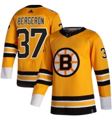 Men Boston Bruins 37 Patrice Bergeron Yellow 2020 21 Reverse Retro Adidas Jersey Men Boston Bruins 37 Patrice Bergeron Yellow 2020 21 Reverse Retro Adidas Jersey