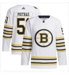 Men Boston Bruins 51 Matthew Poitras White 100th Anniversary Stitched Jersey Men Boston Bruins 51 Matthew Poitras White 100th Anniversary Stitched Jersey