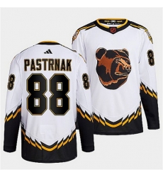 Men Boston Bruins 88 David Pastrnak White 2022 Reverse Retro Stitched Jersey Men Boston Bruins 88 David Pastrnak White 2022 Reverse Retro Stitched Jersey