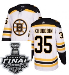 Mens Adidas Boston Bruins 35 Anton Khudobin Authentic White Away NHL Jersey Mens Adidas Boston Bruins 35 Anton Khudobin Authentic White Away NHL Jersey
