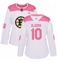 Womens Adidas Boston Bruins 10 Anders Bjork Authentic WhitePink Fashion NHL Jersey Womens Adidas Boston Bruins 10 Anders Bjork Authentic WhitePink Fashion NHL Jersey