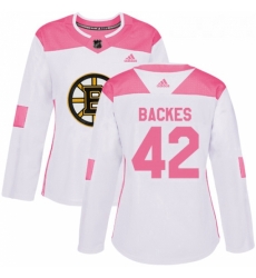 Womens Adidas Boston Bruins 42 David Backes Authentic WhitePink Fashion NHL Jersey Womens Adidas Boston Bruins 42 David Backes Authentic WhitePink Fashion NHL Jersey